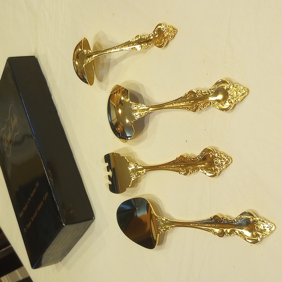 Vintage Royal Sealy Gold Plated 4 pc Hostess Set - Picture 4 of 15